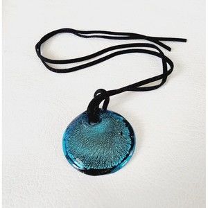 VIntage Authentic Signed ITALIAN MURANO ARTISAN GLASS ROUND PENDANT Necklace